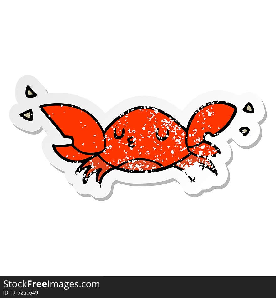 Distressed Sticker Of A Cartoon Crab