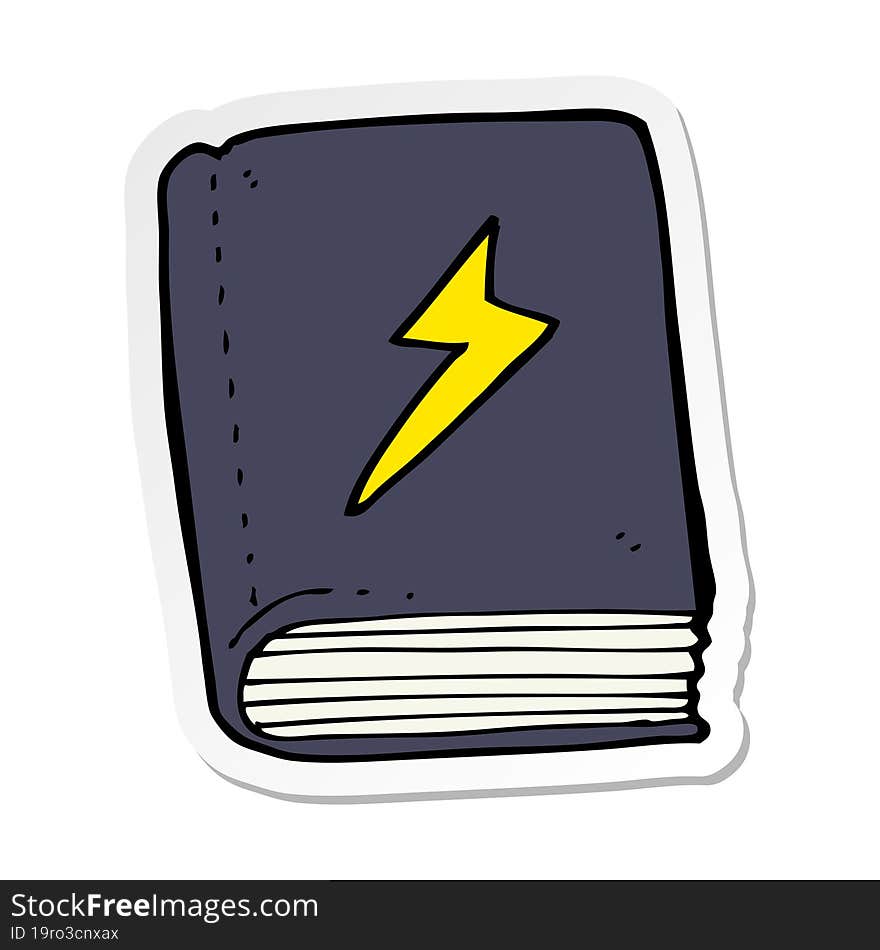 sticker of a cartoon magic spell book