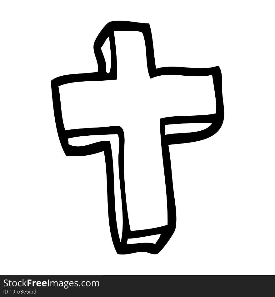 Line Drawing Cartoon Wood Cross