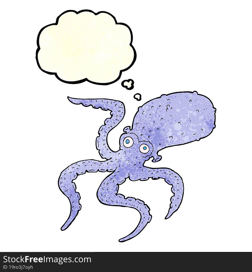 cartoon octopus with thought bubble