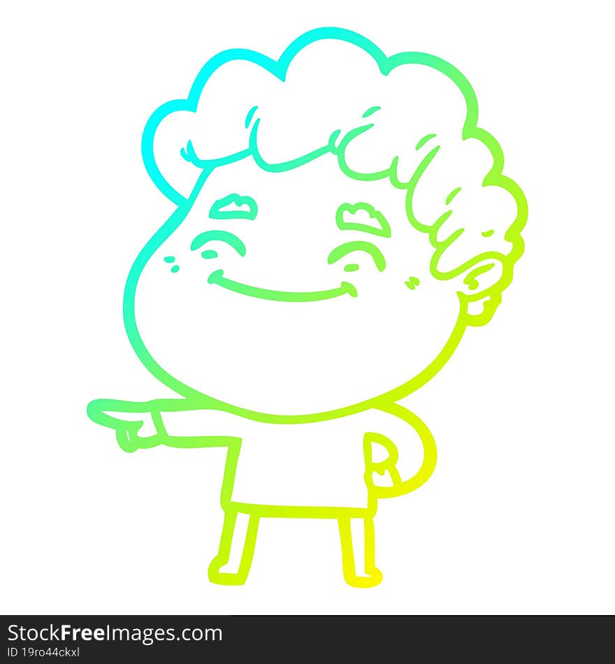 Cold Gradient Line Drawing Cartoon Friendly Man