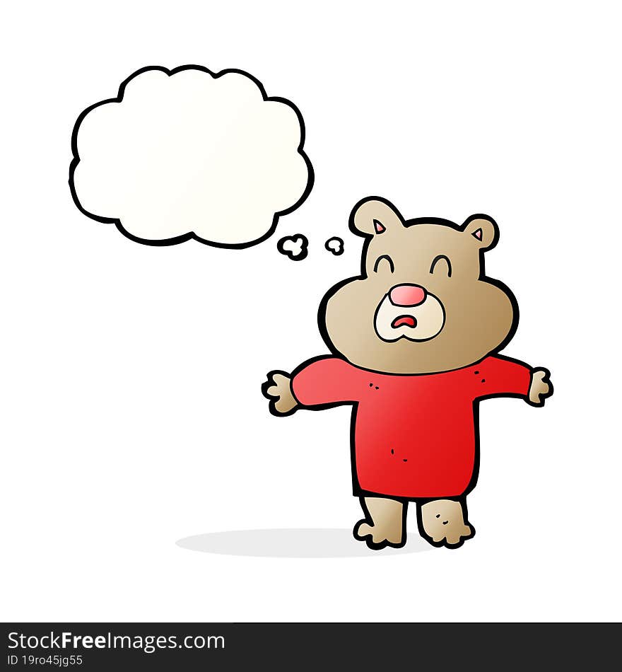 cartoon unhappy bear  with thought bubble