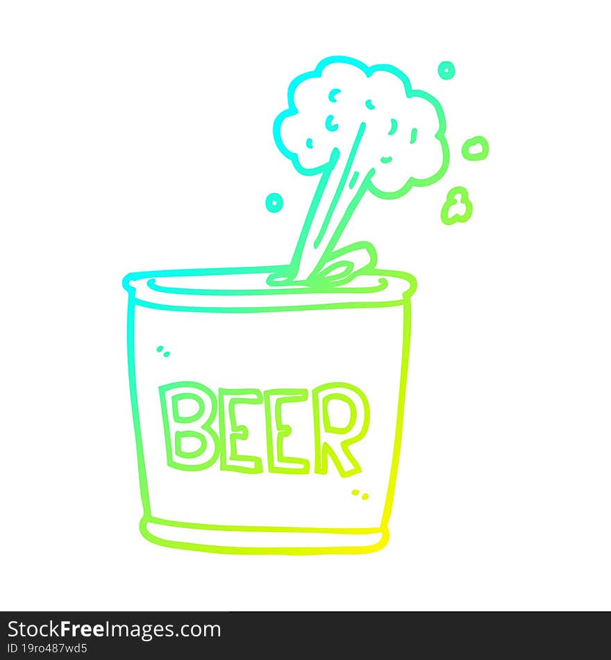 cold gradient line drawing of a cartoon beer can