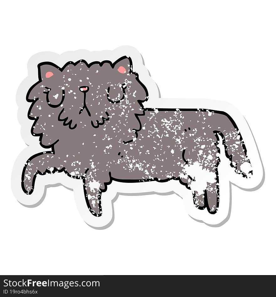 distressed sticker of a cartoon cat