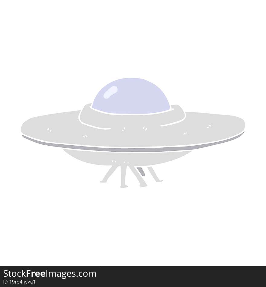 Flat Color Illustration Of A Cartoon Flying Saucer