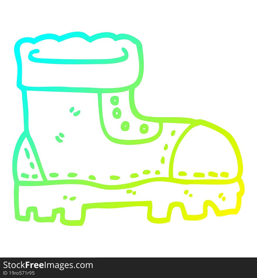 cold gradient line drawing cartoon work boot