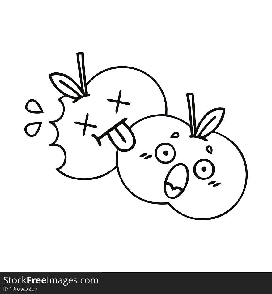 line drawing cartoon of a apples. line drawing cartoon of a apples