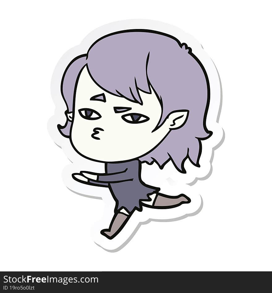 sticker of a cartoon vampire girl