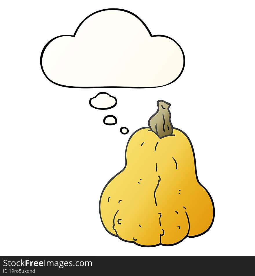 cartoon squash with thought bubble in smooth gradient style