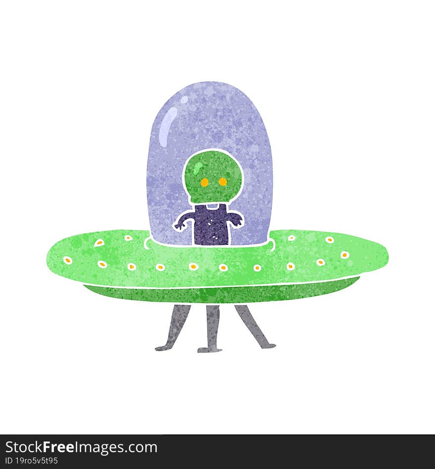 Retro Cartoon Flying Saucer