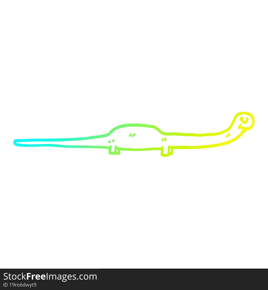 cold gradient line drawing of a cartoon prehistoric dinosaur