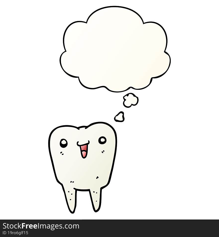 Cartoon Tooth And Thought Bubble In Smooth Gradient Style