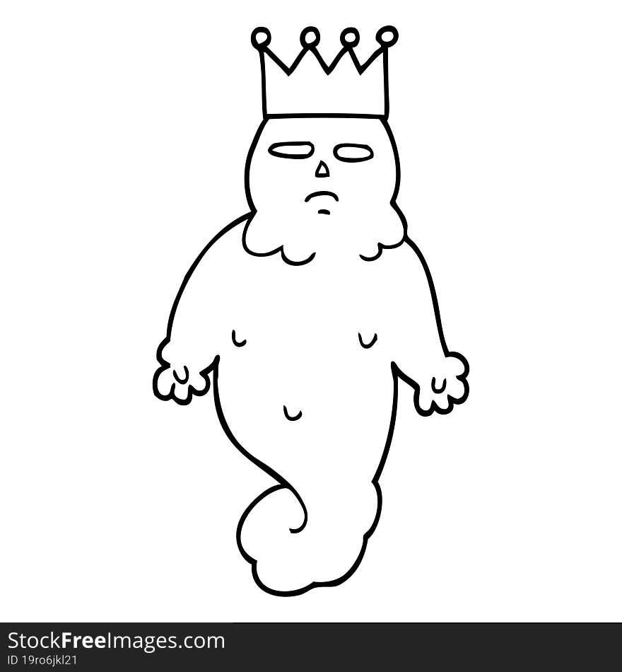 black and white cartoon spooky ghost king