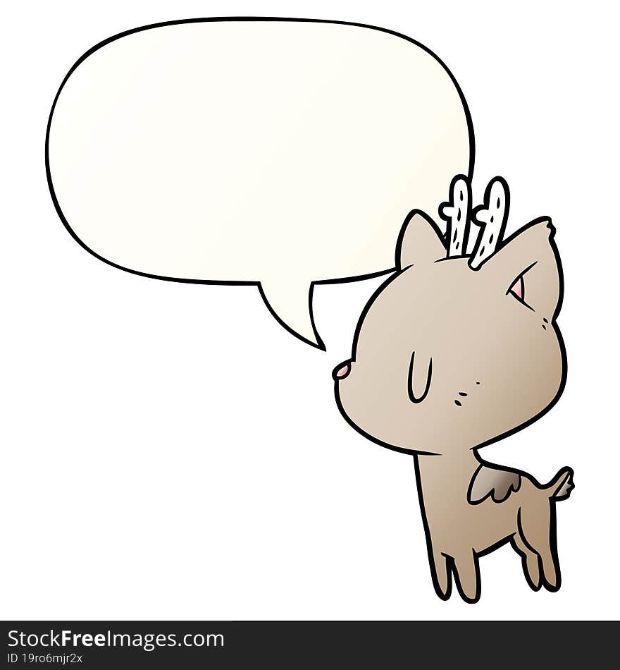 cute cartoon deer and speech bubble in smooth gradient style