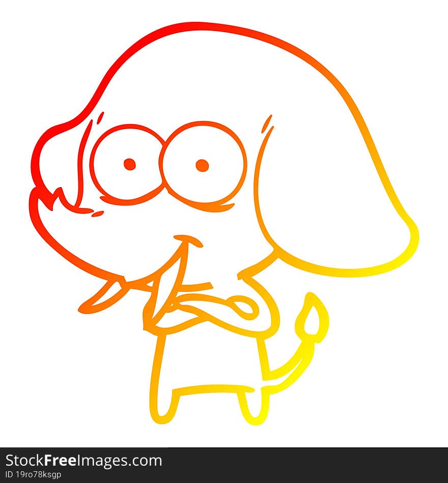 warm gradient line drawing happy cartoon elephant