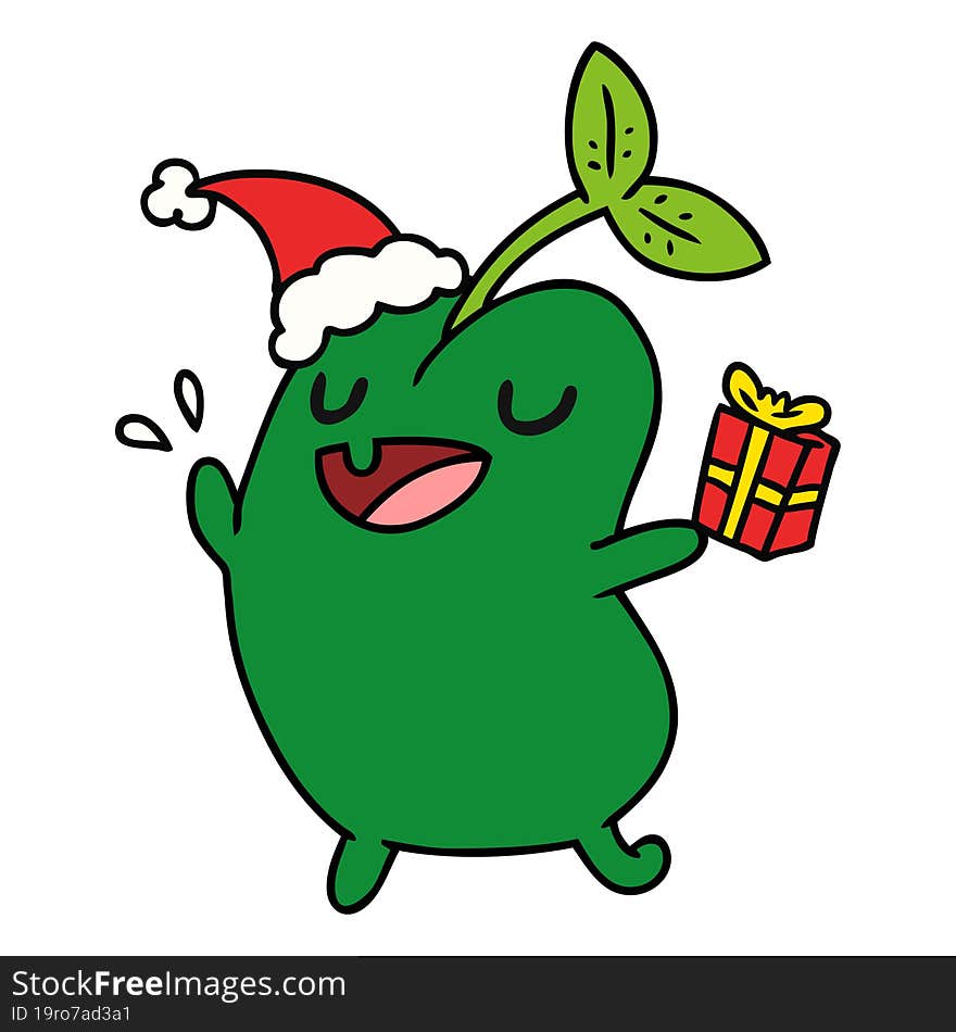 hand drawn christmas cartoon of kawaii seed