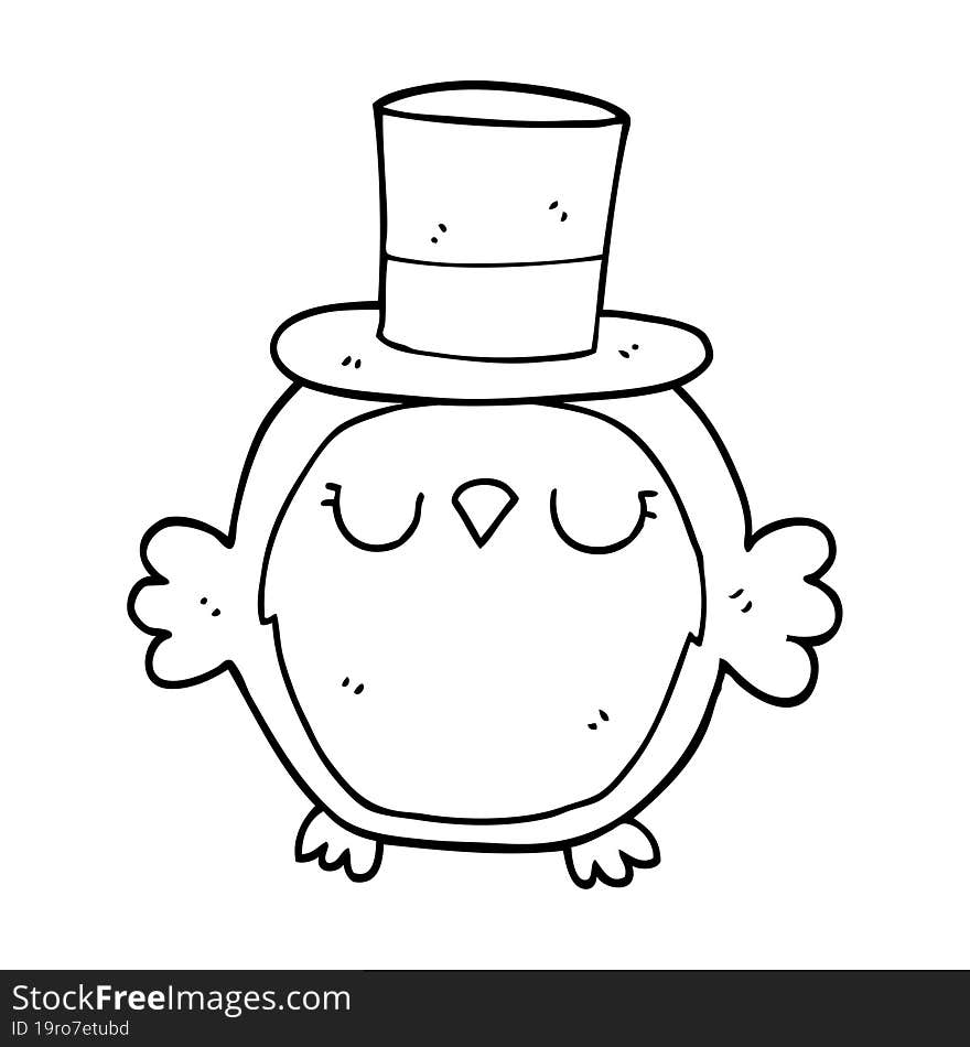 cartoon owl wearing top hat