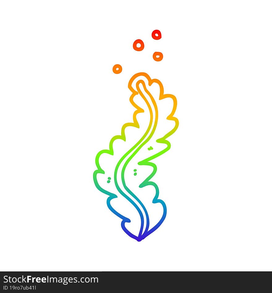 Rainbow Gradient Line Drawing Cartoon Seaweed