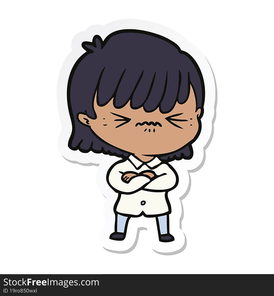 Sticker Of A Annoyed Cartoon Girl