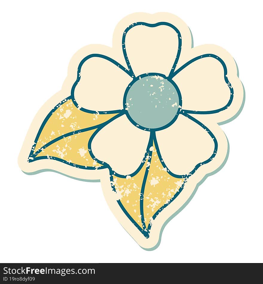 distressed sticker tattoo style icon of a flower