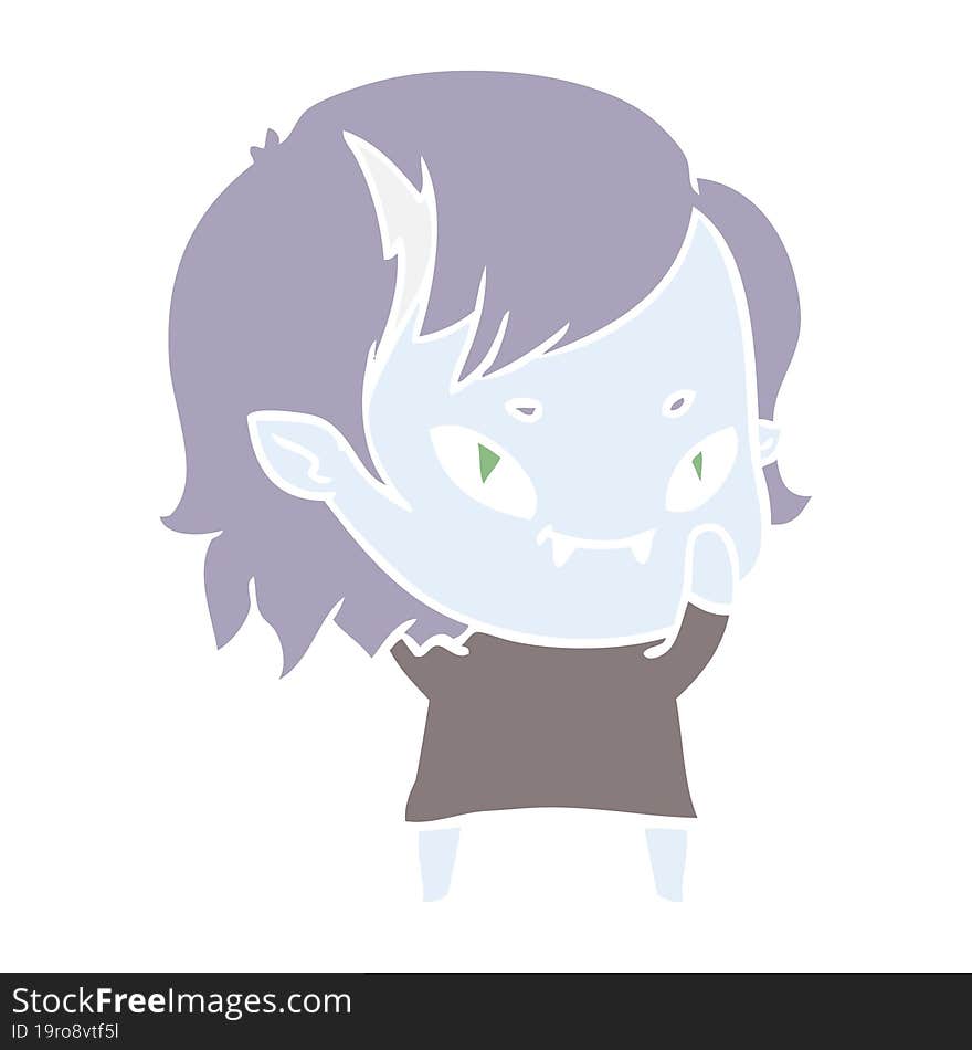 flat color style cartoon friendly vampire girl