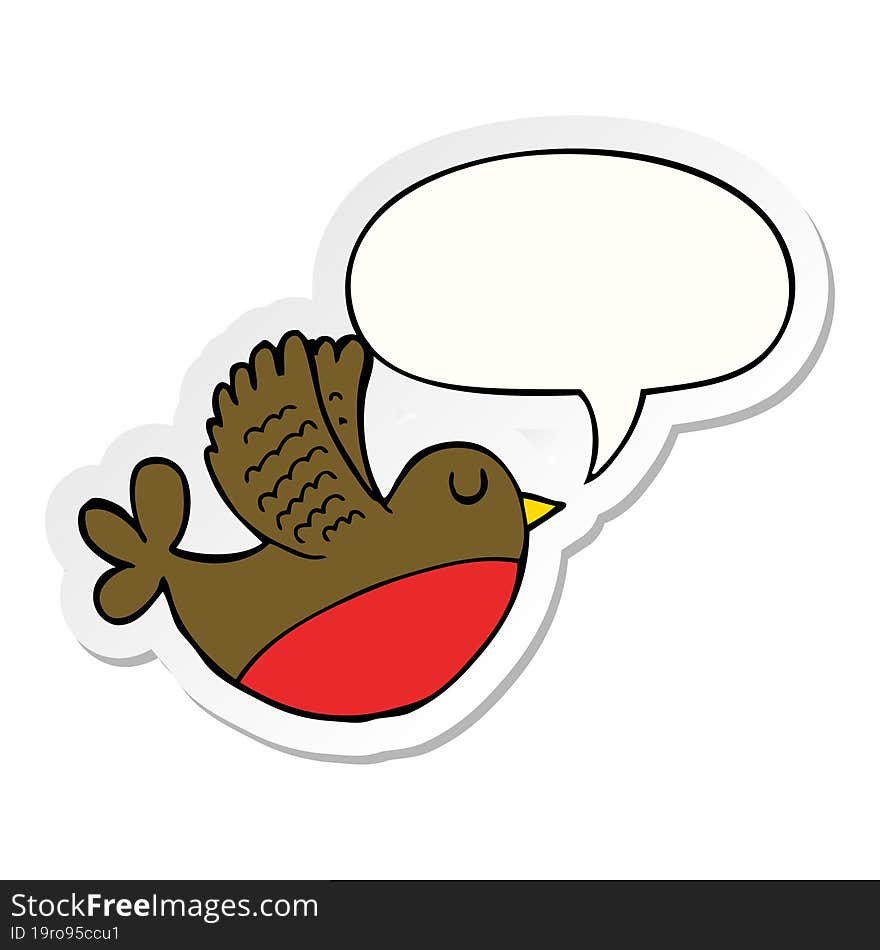 Cartoon Flying Bird And Speech Bubble Sticker