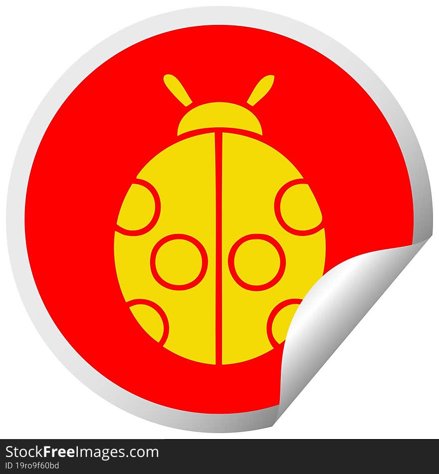 circular peeling sticker cartoon lady bug