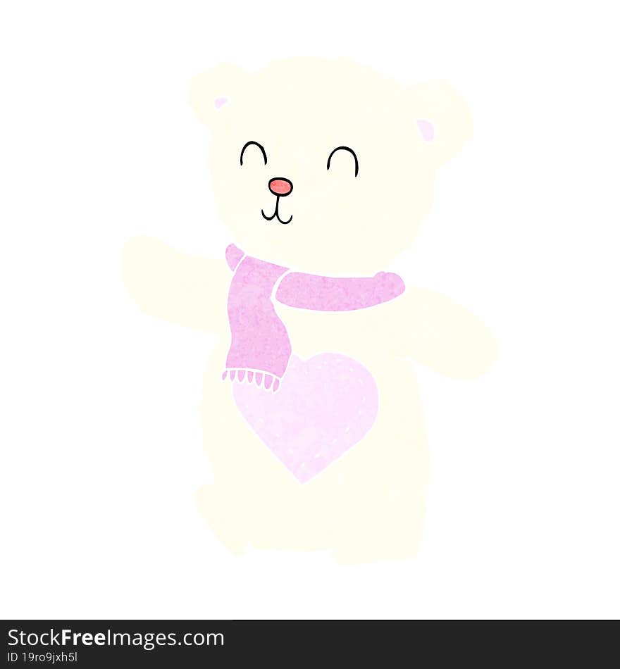 Cartoon White Teddy Bear With Love Heart