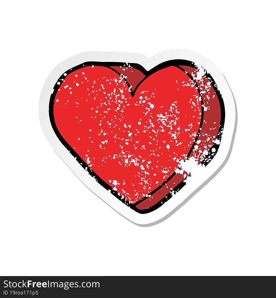 Distressed Sticker Of A Cartoon Love Heart