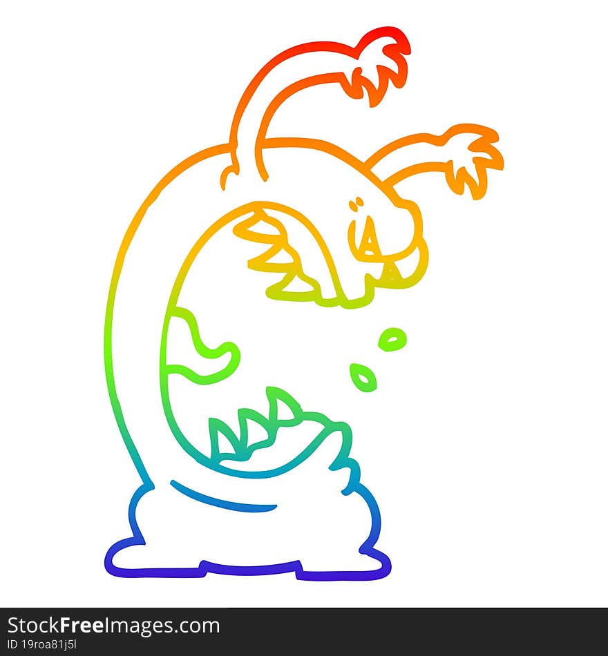 rainbow gradient line drawing cartoon monster