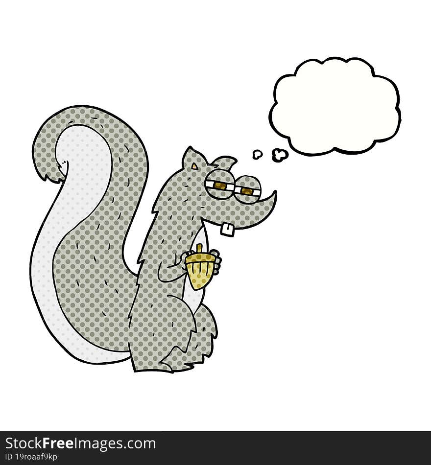 Thought Bubble Cartoon Squirrel With Nut