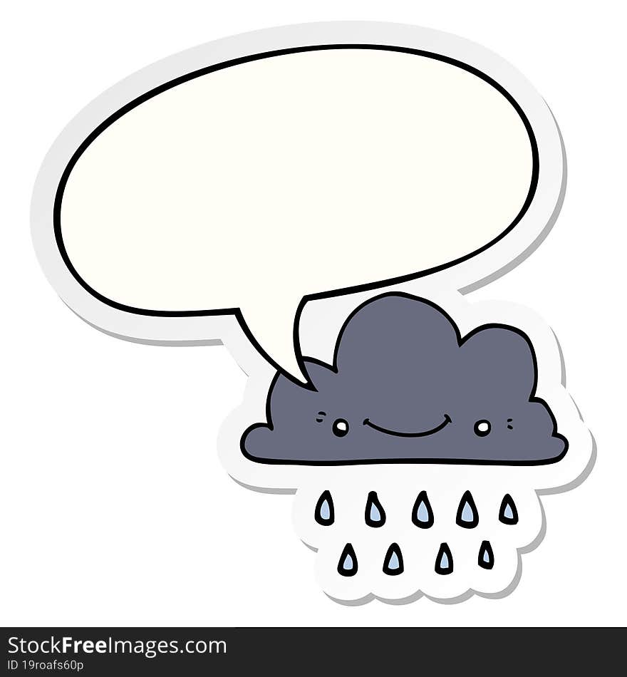 Cartoon Storm Cloud And Speech Bubble Sticker