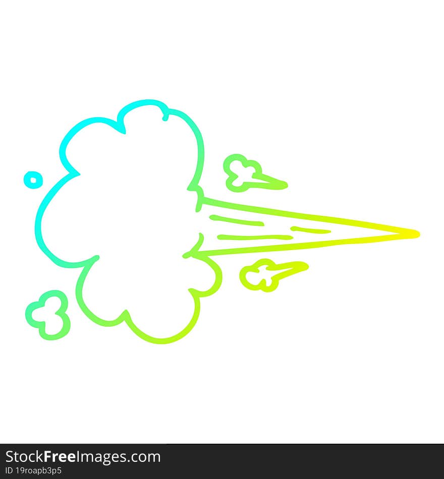 cold gradient line drawing cartoon whooshing cloud