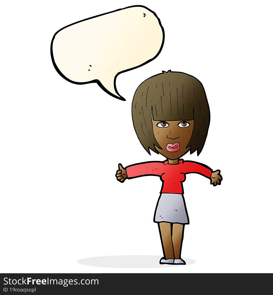 cartoon annoyed woman  with speech bubble