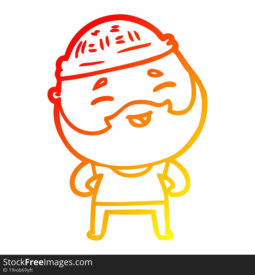 warm gradient line drawing cartoon happy bearded man