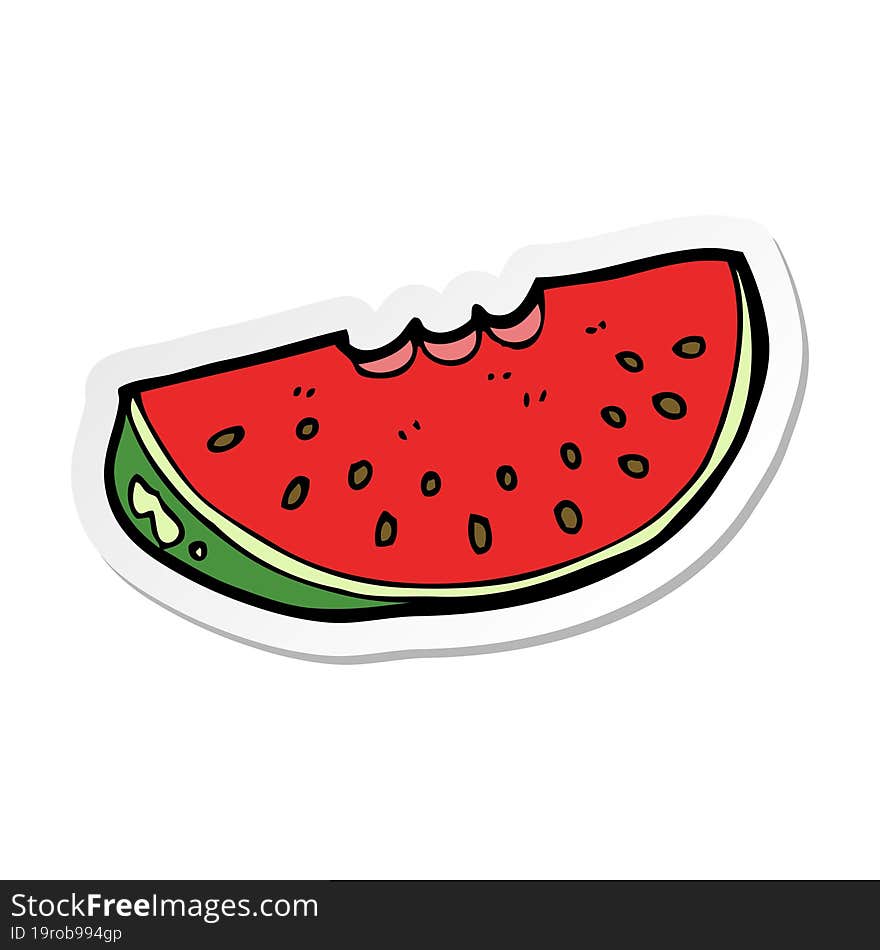 sticker of a cartoon watermelon slice