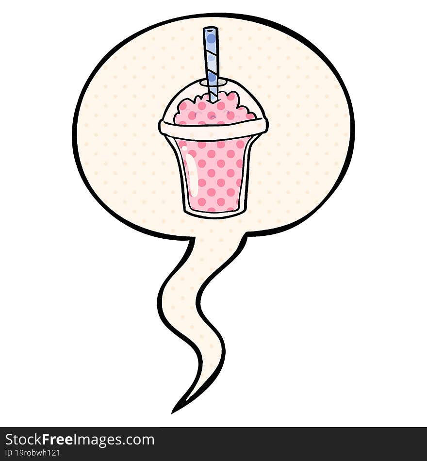 Cartoon Smoothie And Speech Bubble In Comic Book Style