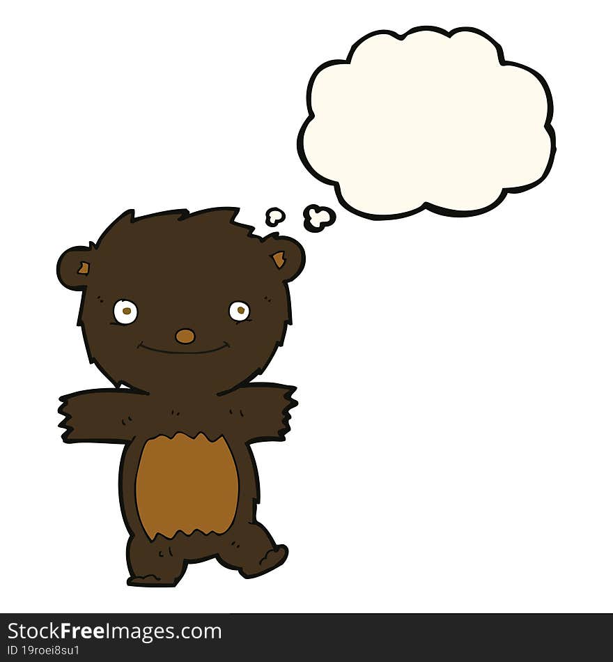 Cartoon Black Bear Cub With Thought Bubble