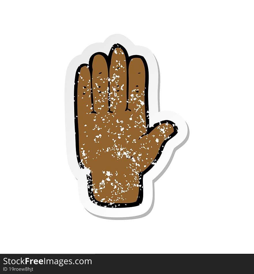 retro distressed sticker of a cartoon hand