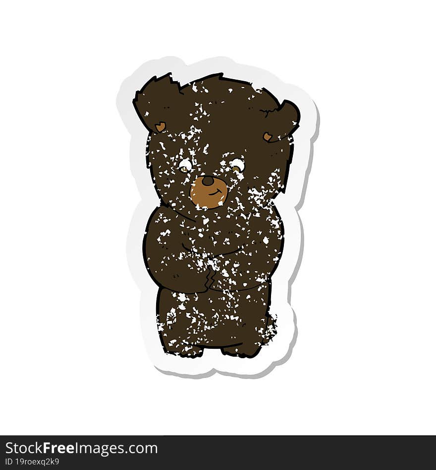 retro distressed sticker of a cute cartoon black bear