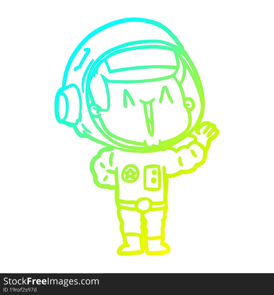 cold gradient line drawing singing cartoon astronaut