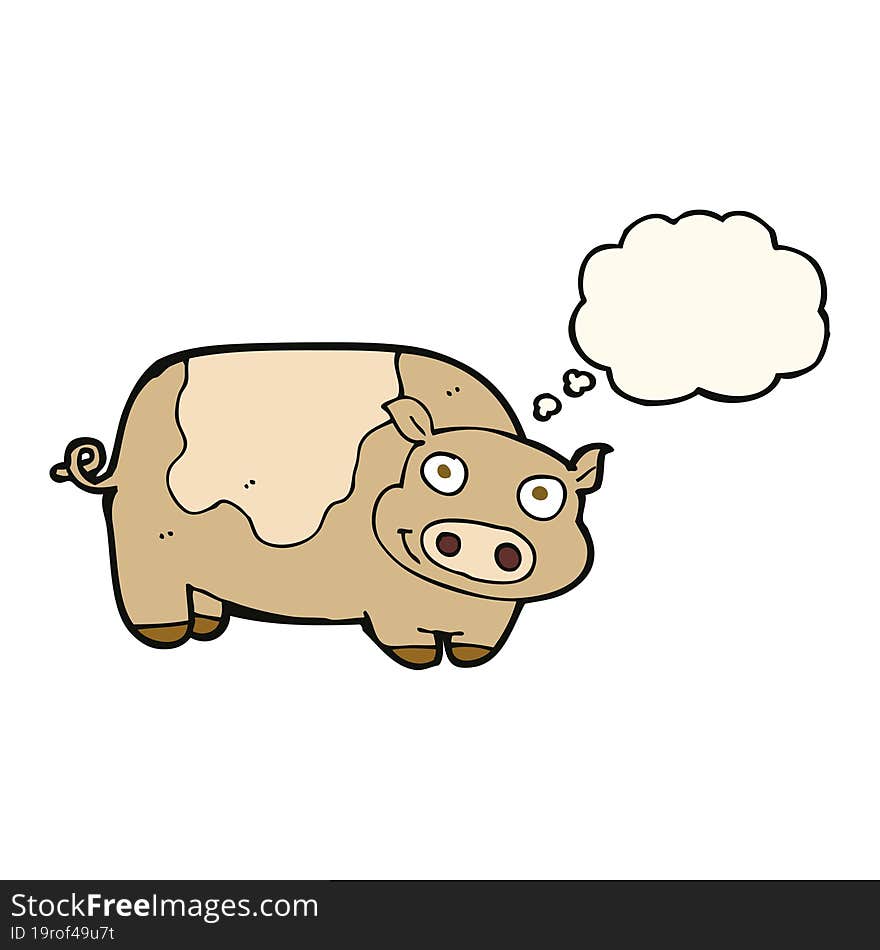 cartoon pig with thought bubble