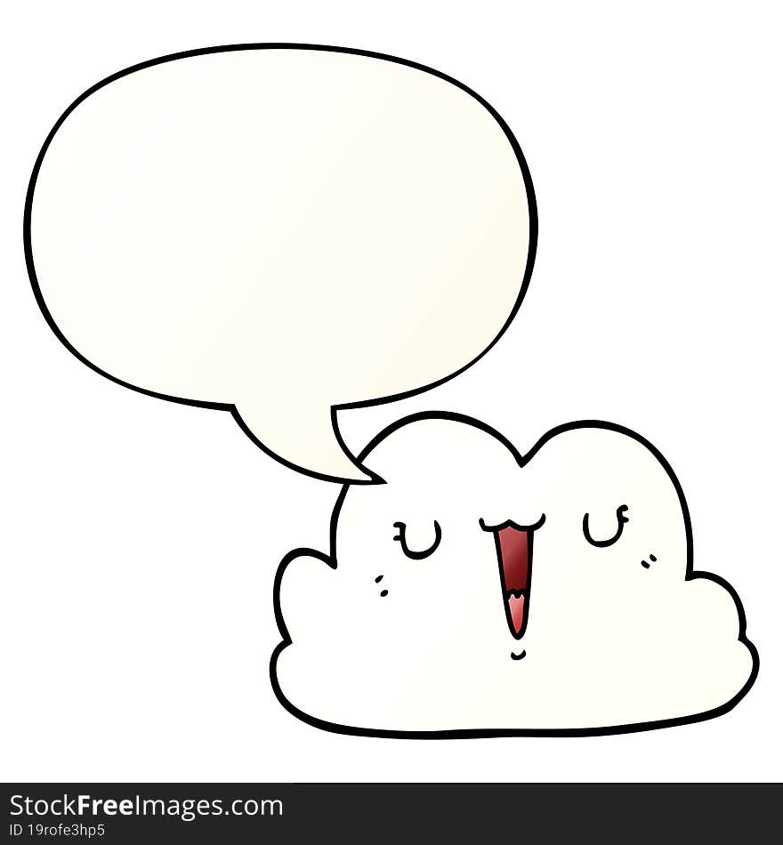 cute cartoon cloud and speech bubble in smooth gradient style