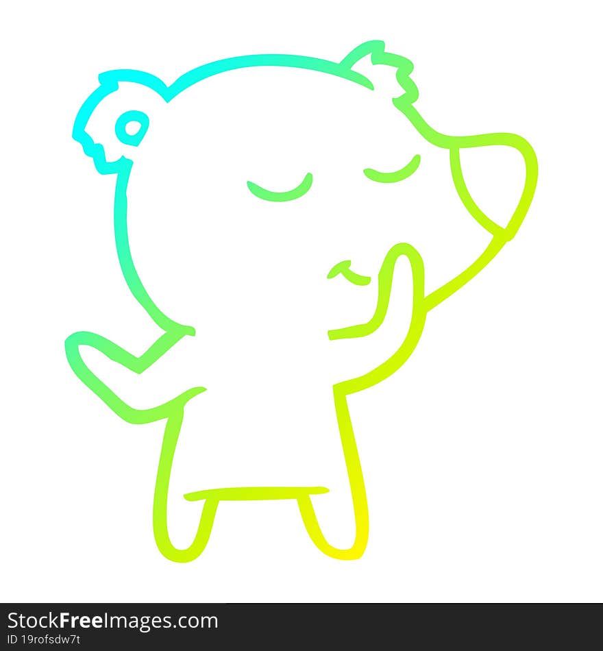 cold gradient line drawing happy cartoon bear