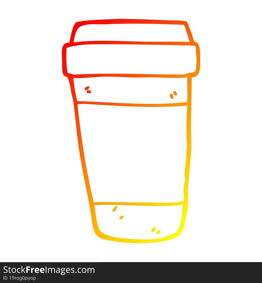 warm gradient line drawing of a cartoon coffee cup