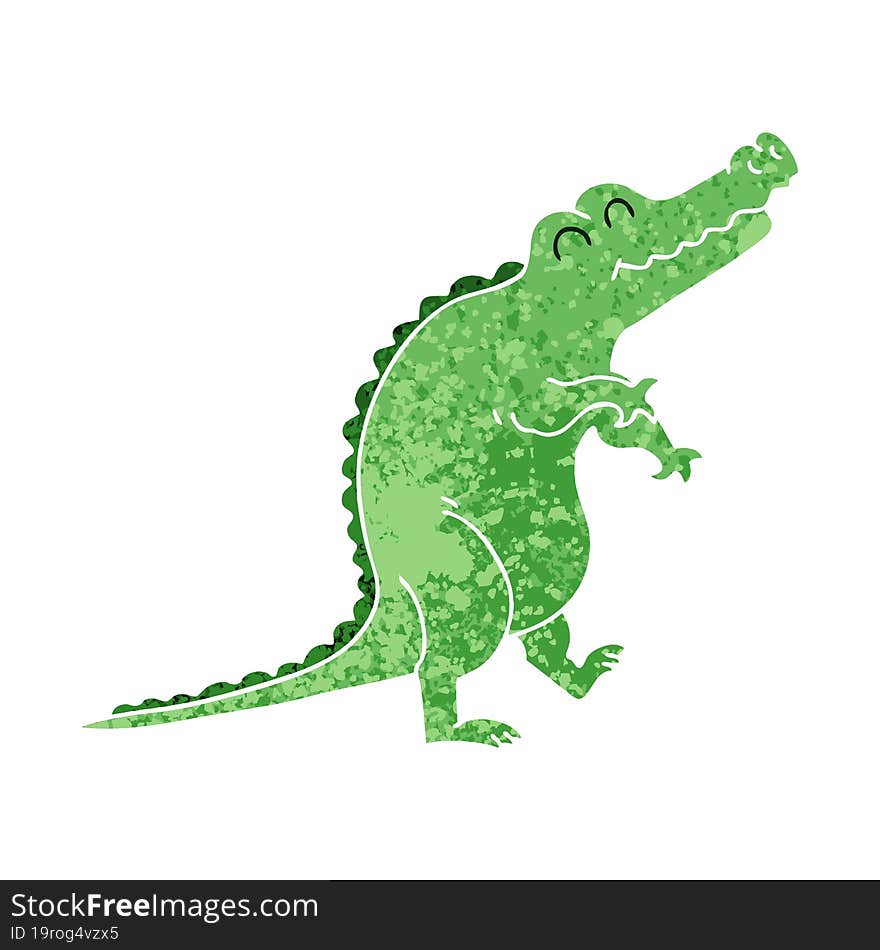 quirky retro illustration style cartoon crocodile