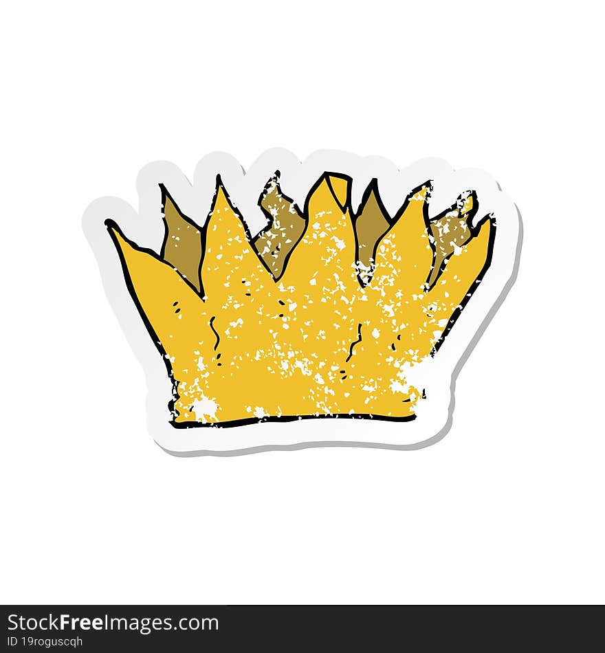 retro distressed sticker of a cartoon paper crown