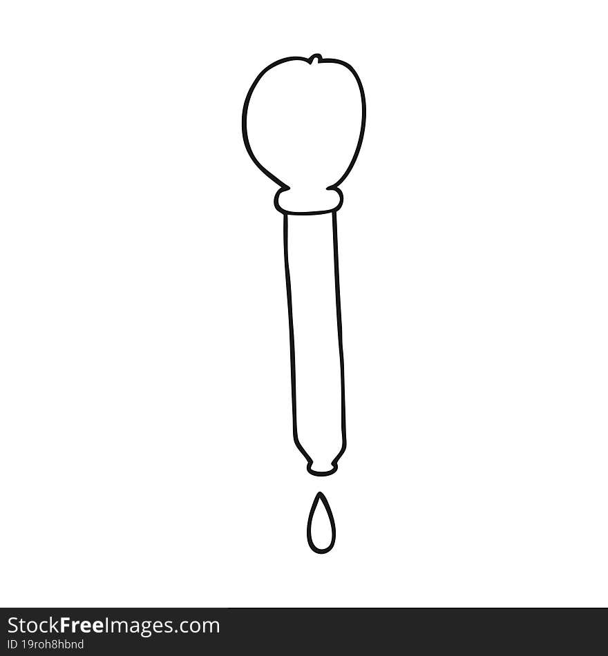 black and white cartoon pipette dripping