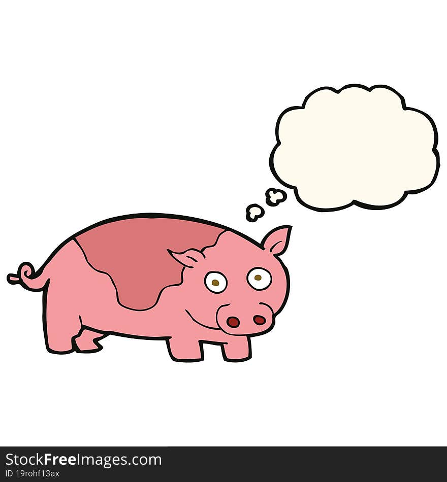 cartoon pig with thought bubble