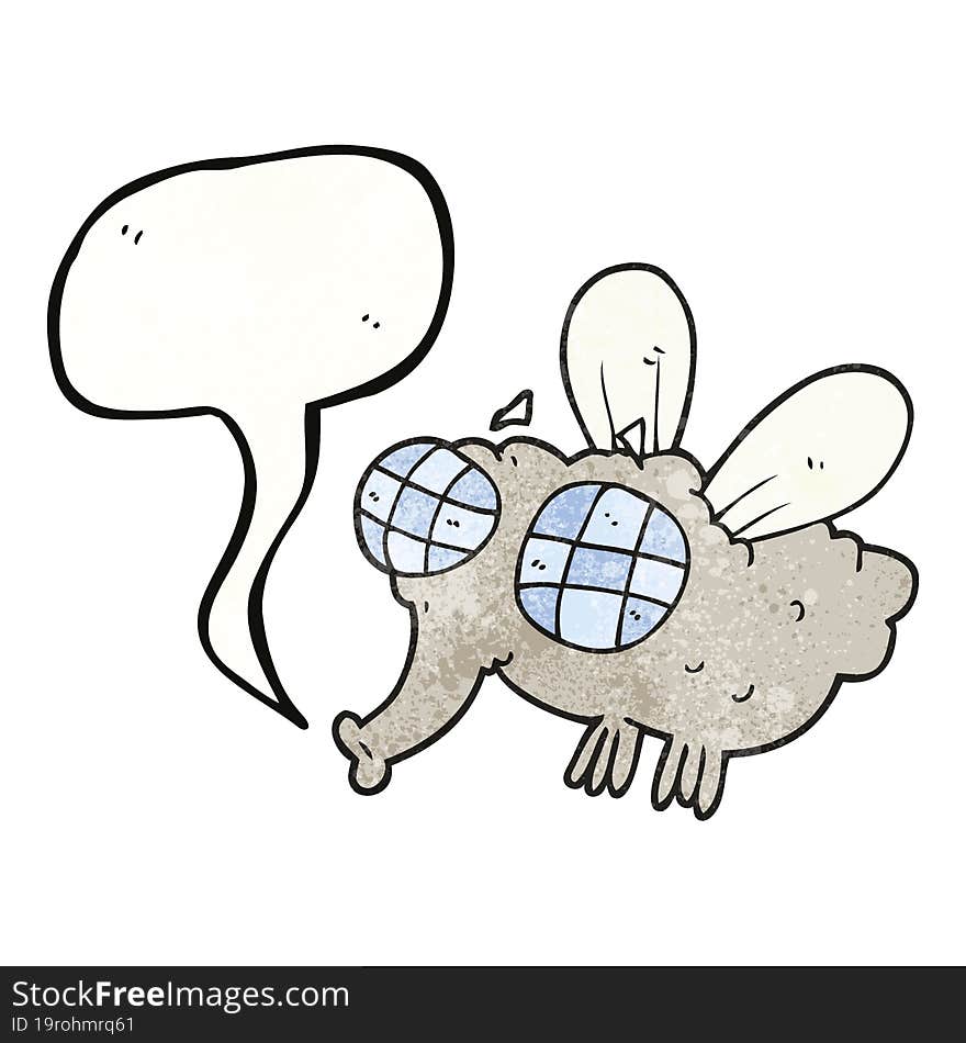 freehand speech bubble textured cartoon fly